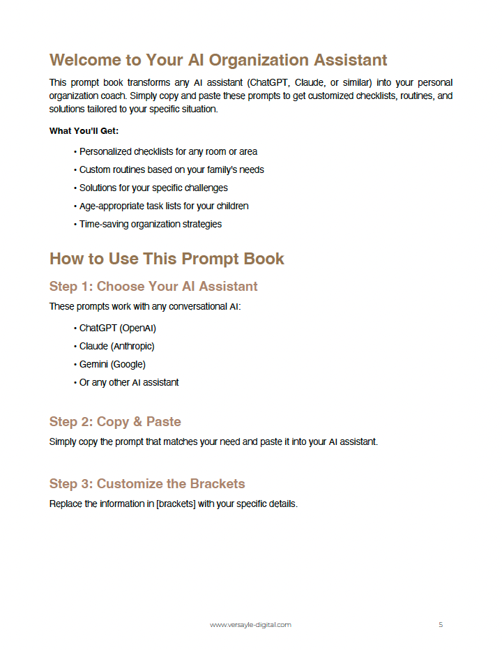 5S AI Prompt Book for Working Moms