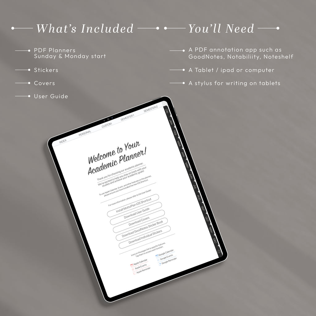 2026 All-in-One Student Digital Planner + Calendar Sync | Portrait
