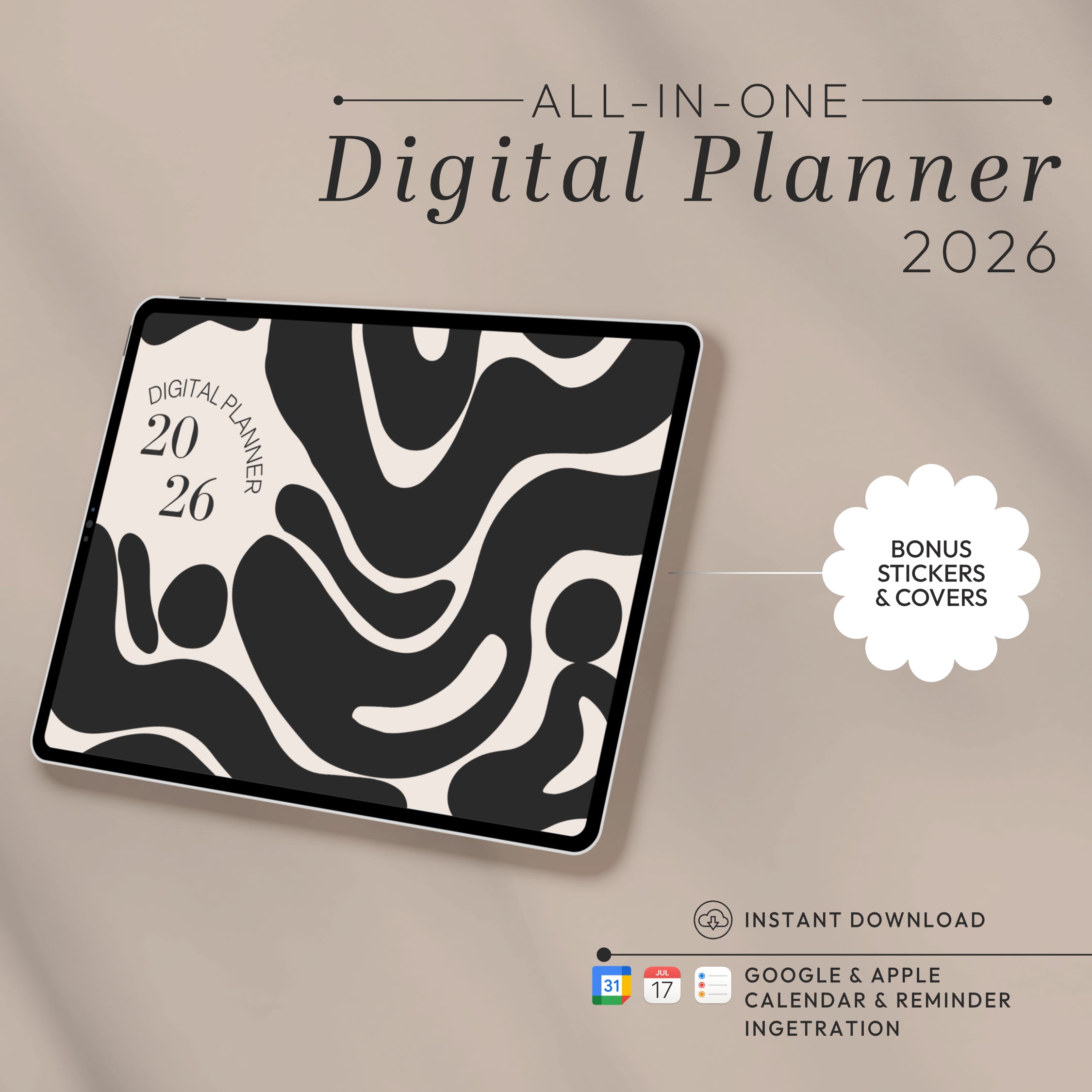 2026 All-in-One Digital Planner • 50+ Templates + Calendar Sync | Landscape