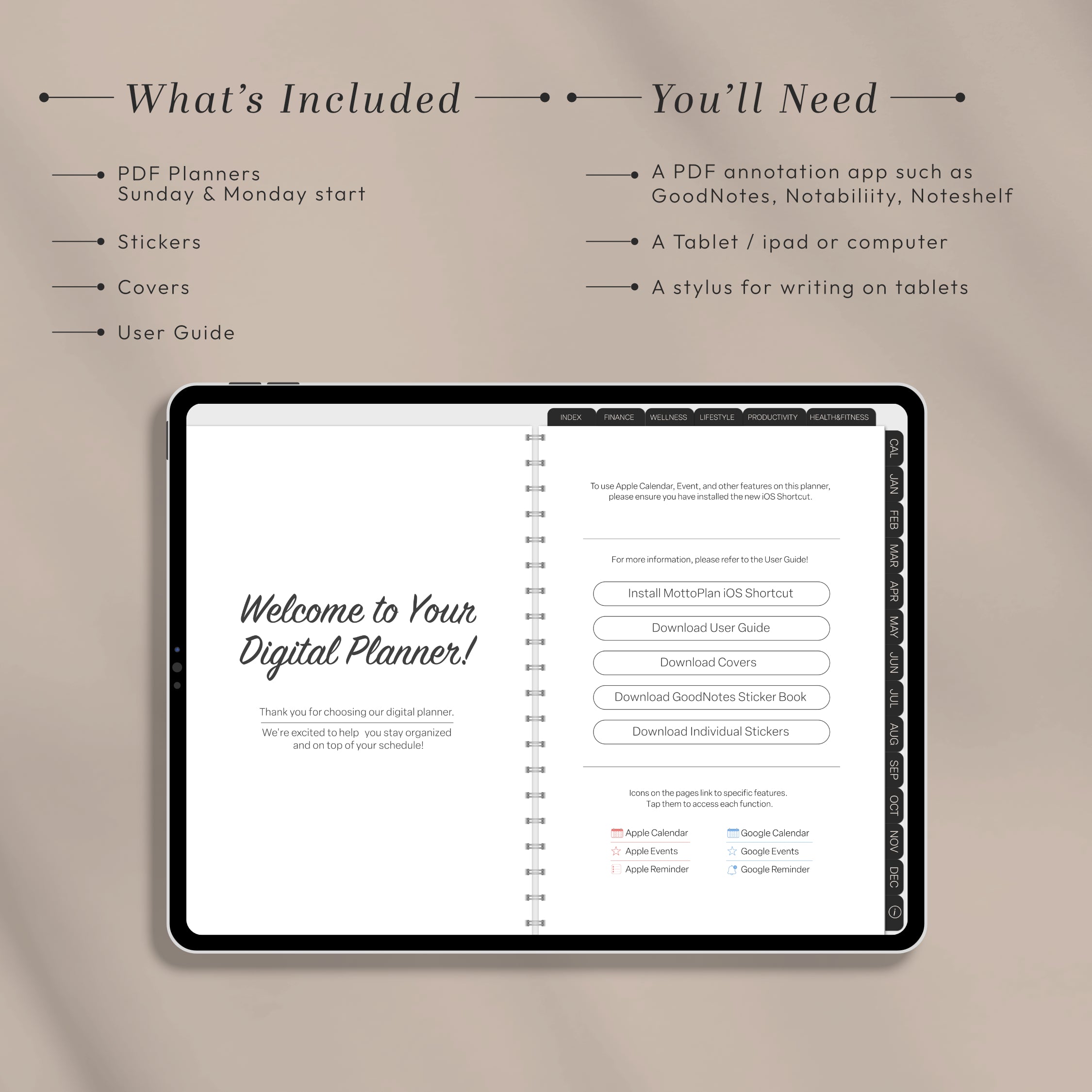 2026 All-in-One Digital Planner • 50+ Templates + Calendar Sync | Landscape