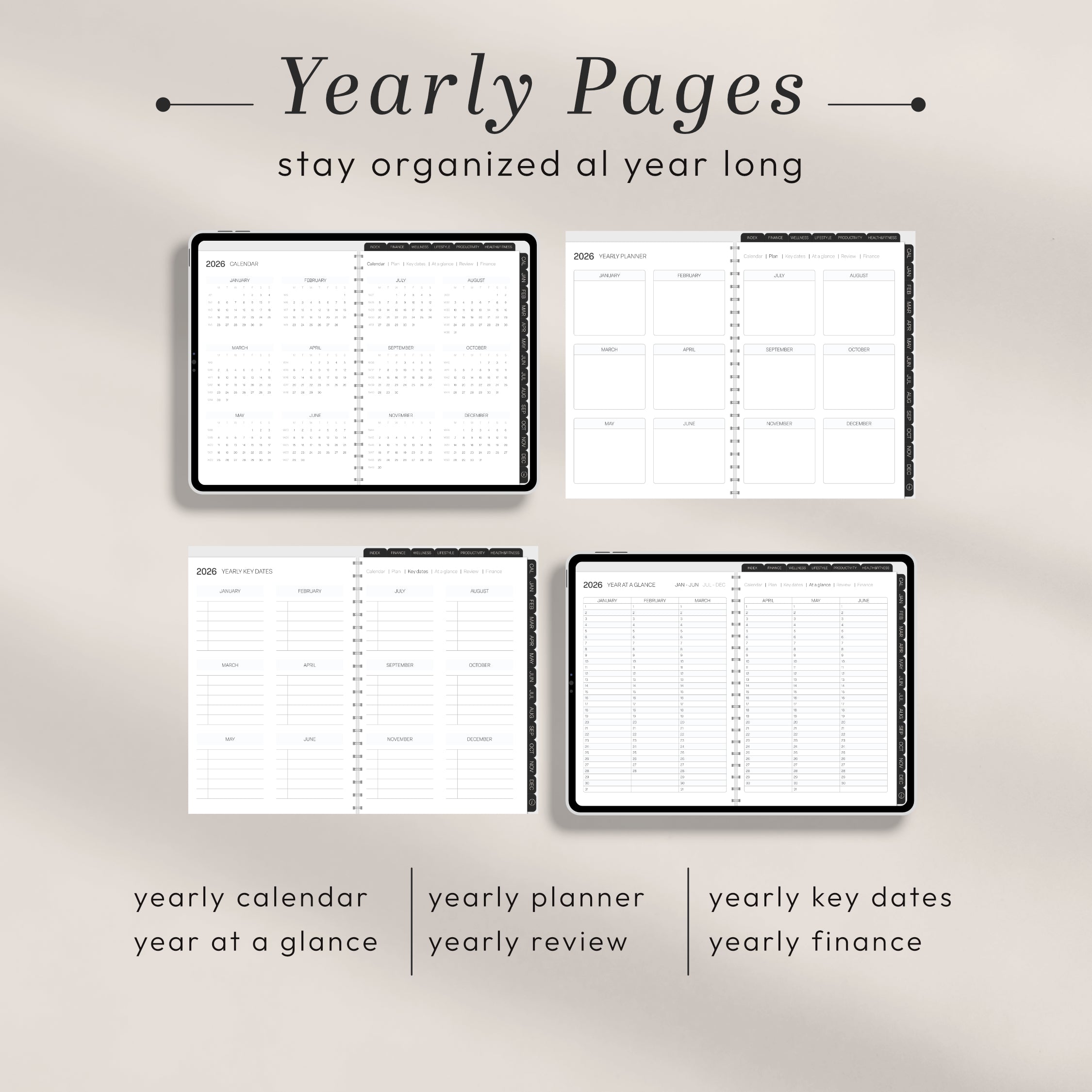 2026 All-in-One Digital Planner • 50+ Templates + Calendar Sync | Landscape