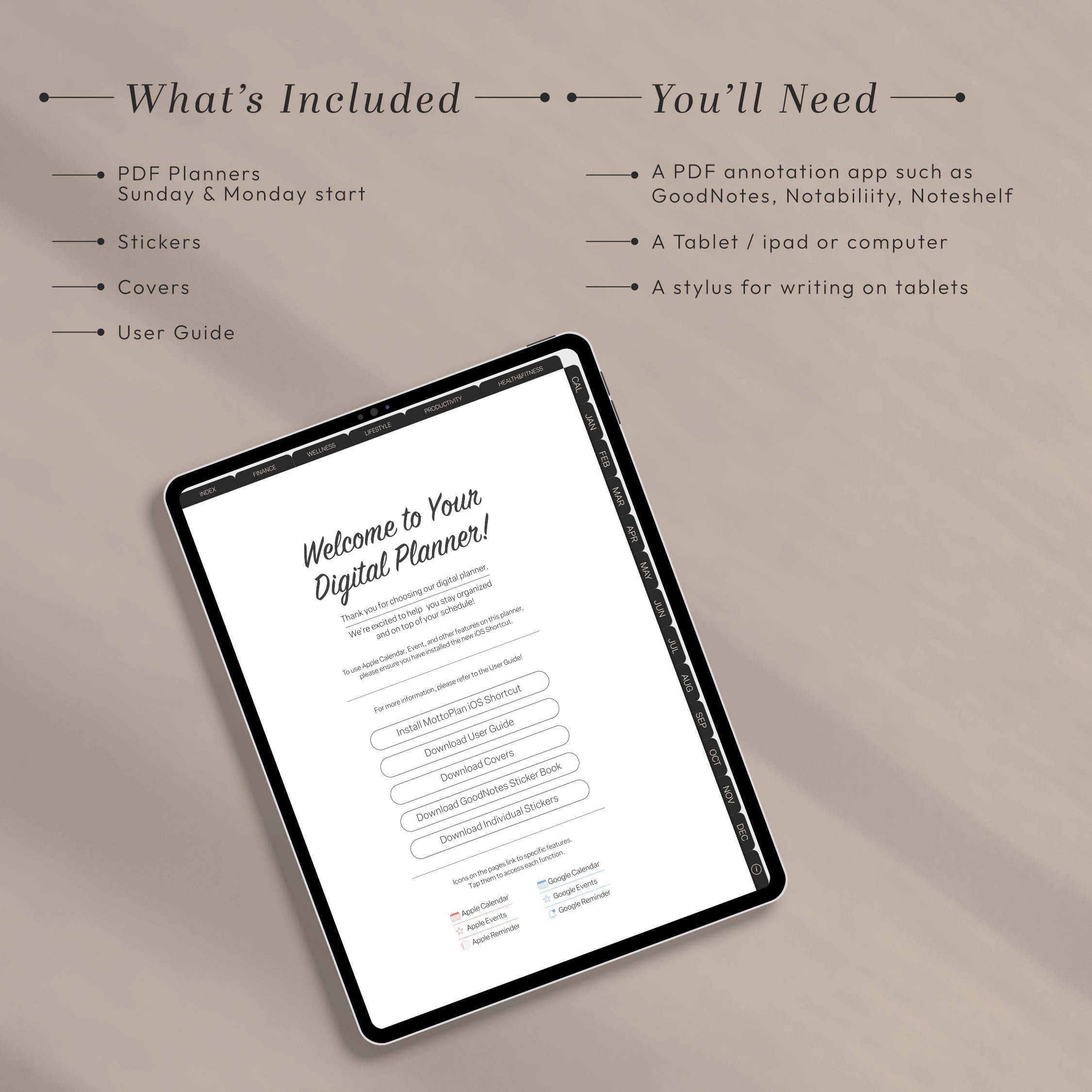 All-In-One PORTRAIT Digital Planner & Notebook BUNDLE