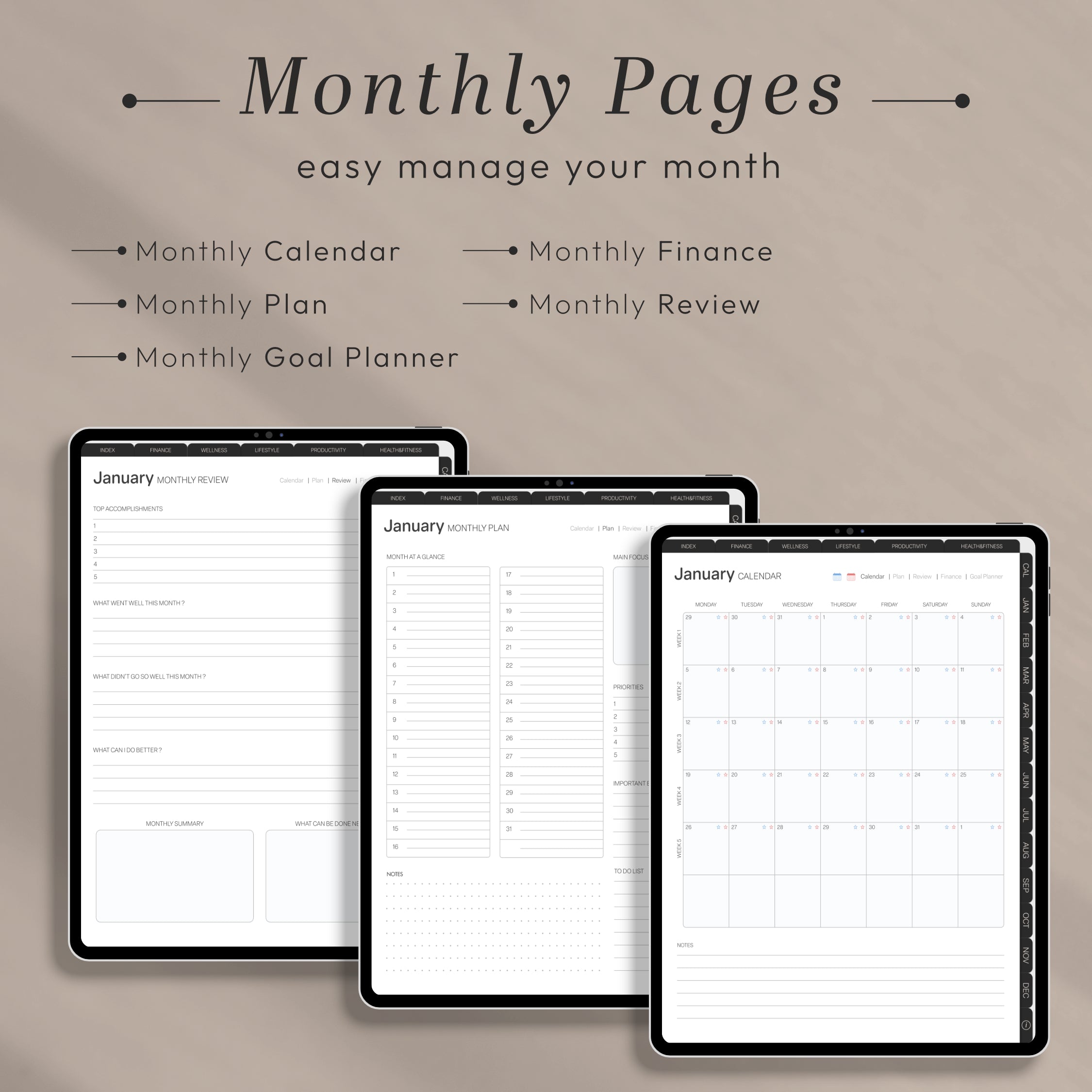 All-In-One PORTRAIT Digital Planner & Notebook BUNDLE