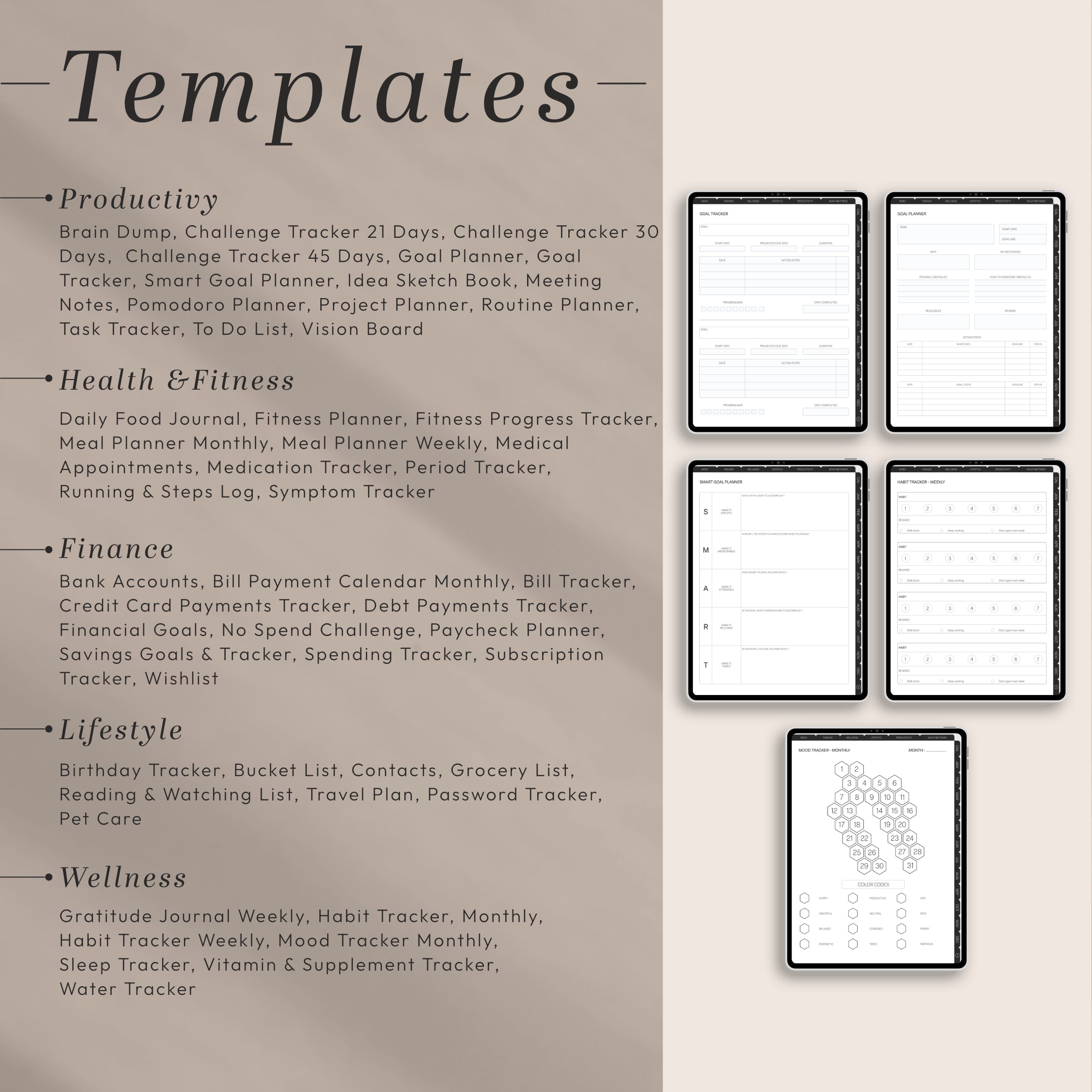 All-In-One PORTRAIT Digital Planner & Notebook BUNDLE