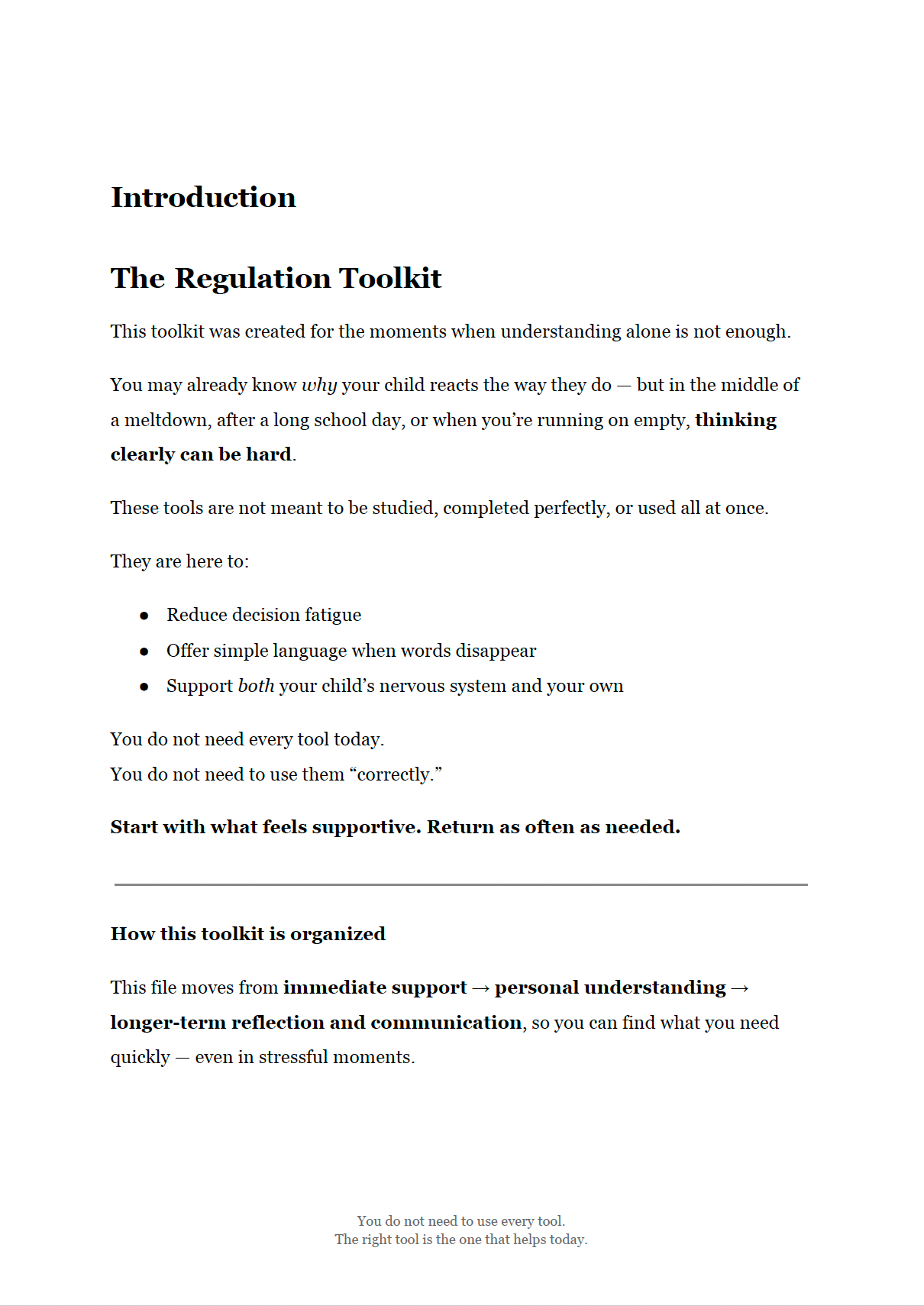 Big Emotions in Small Bodies - THE REGULATION TOOLKIT