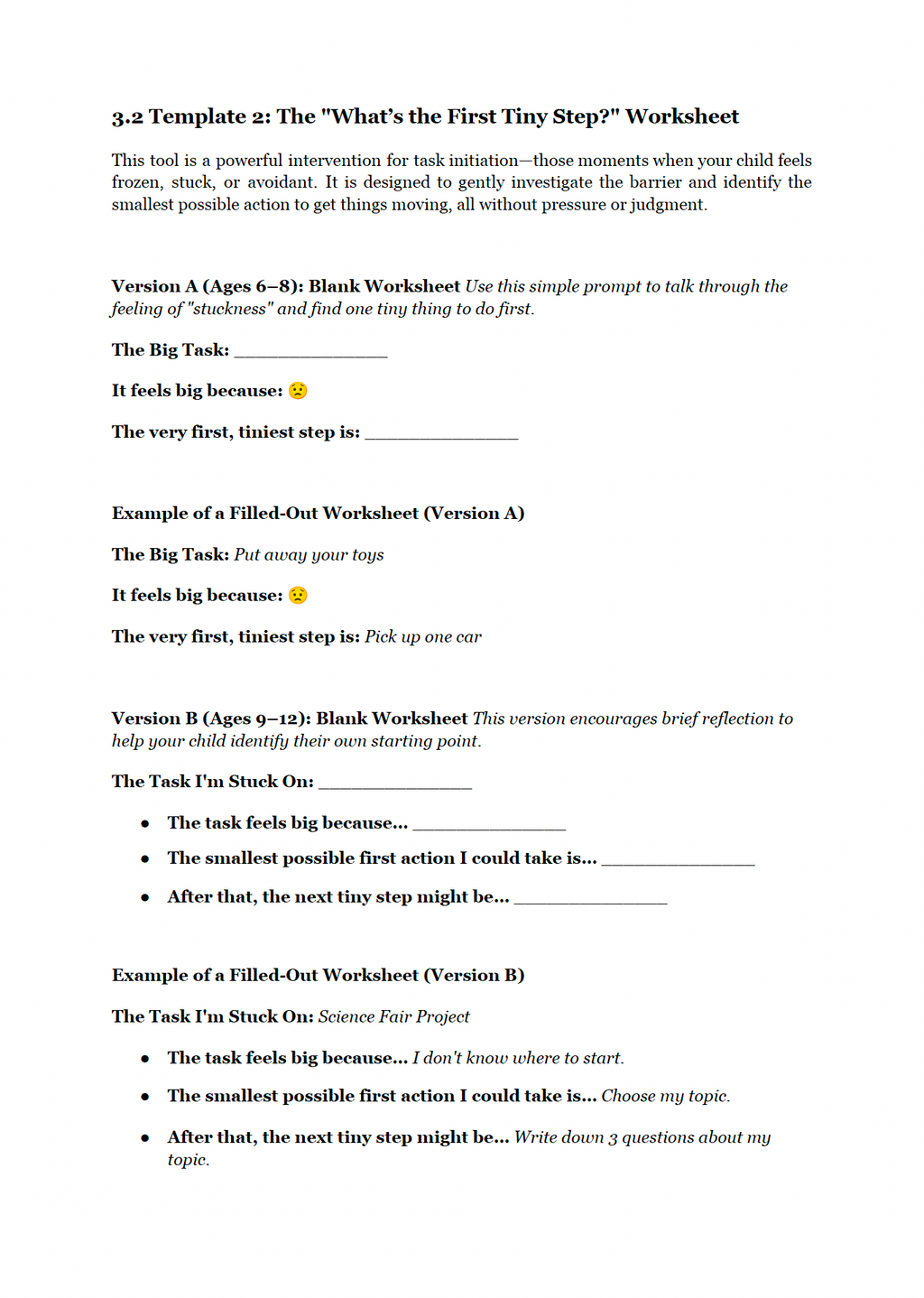 Executive Functioning Made Simple - A Practical Parenting Guide to Building Organization, Focus & Independence -TOOLKIT