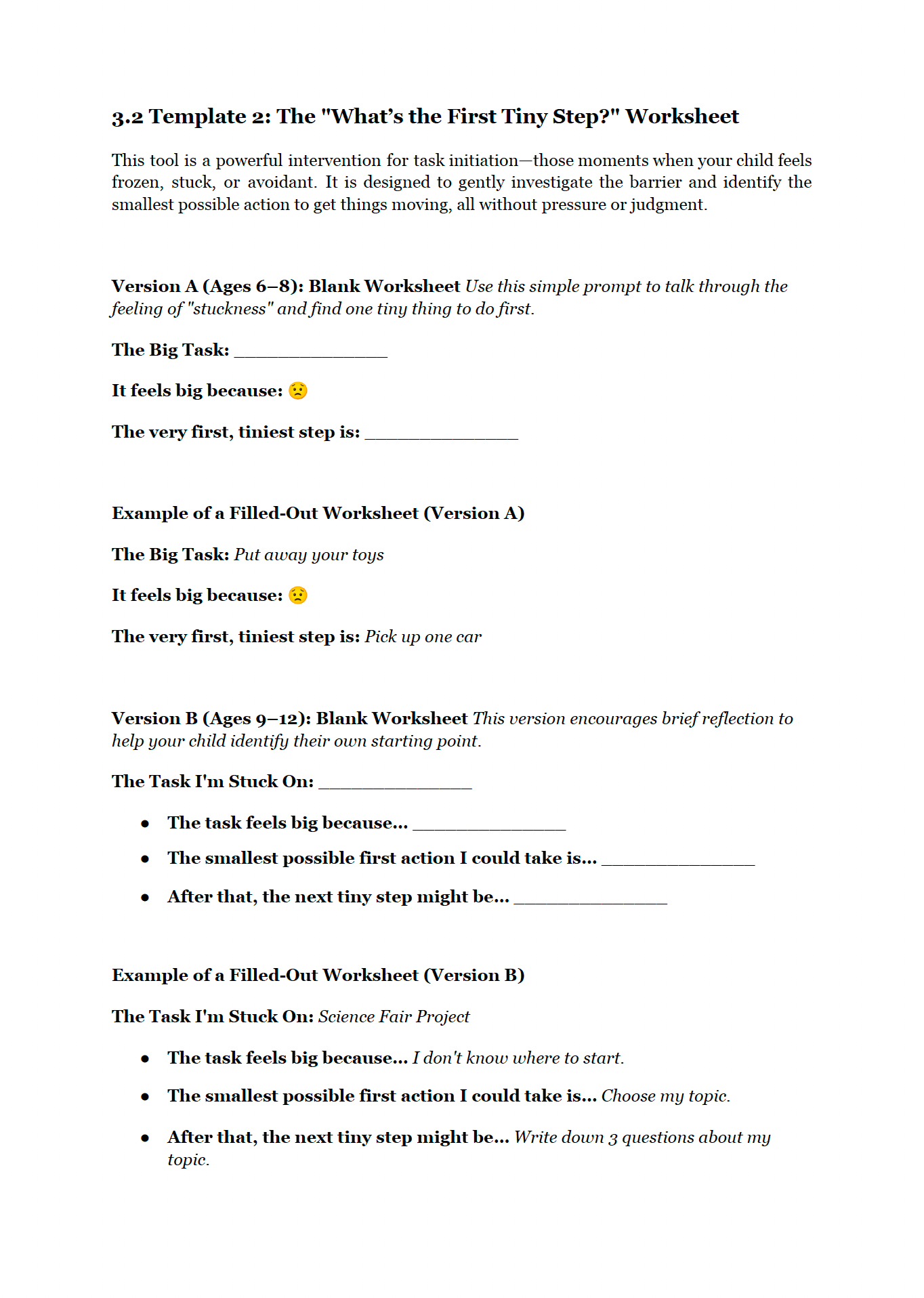 Executive Functioning Made Simple - A Practical Parenting Guide to Building Organization, Focus & Independence -TOOLKIT