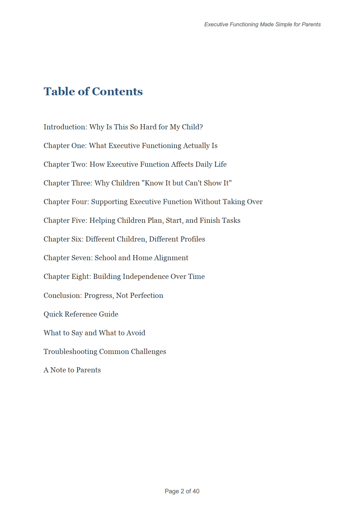 Executive Functioning Made Simple - A Practical Parenting Guide to Building Organization, Focus & Independence