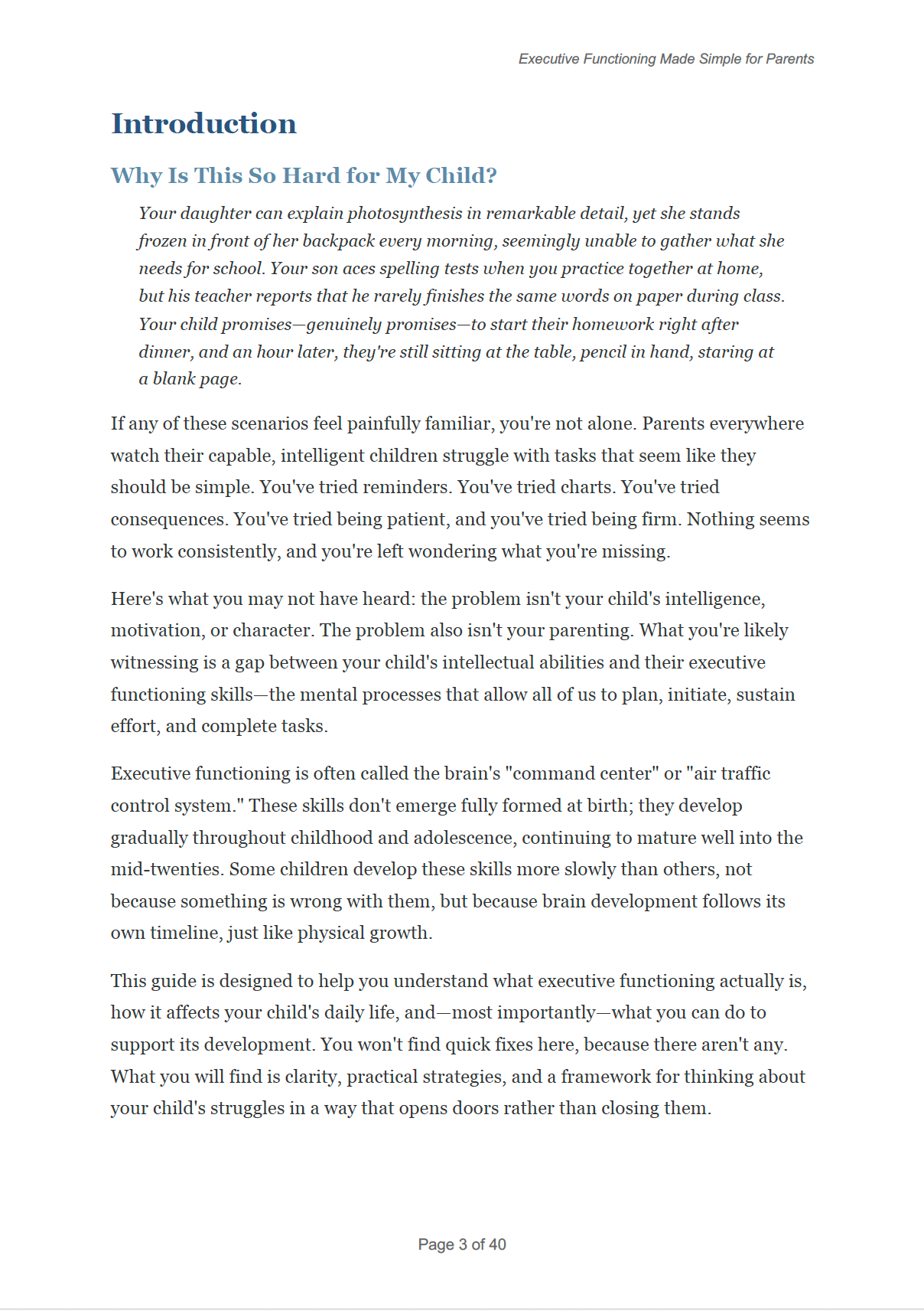 Executive Functioning Made Simple - A Practical Parenting Guide to Building Organization, Focus & Independence