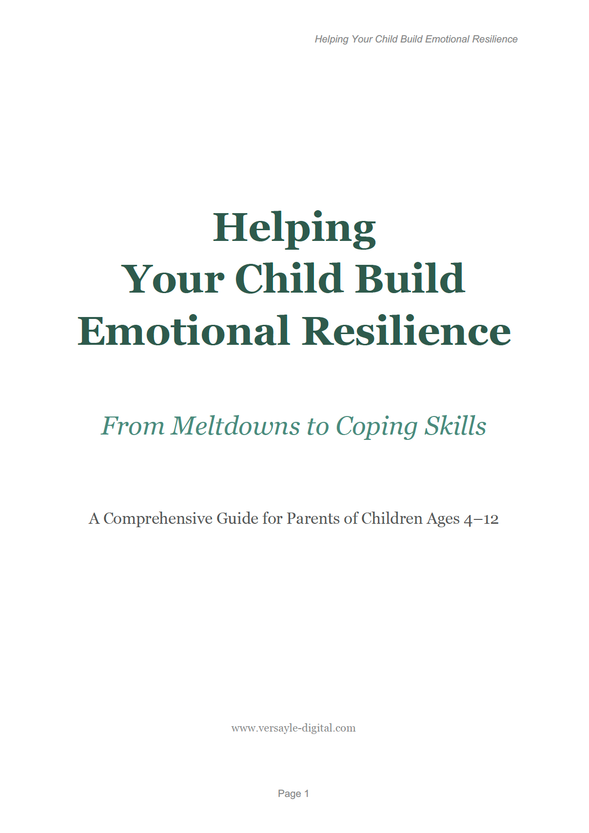 Helping Your Child Build Emotional Resilience - From Meltdowns to Coping Skills - EBOOK + AUDIOBOOK