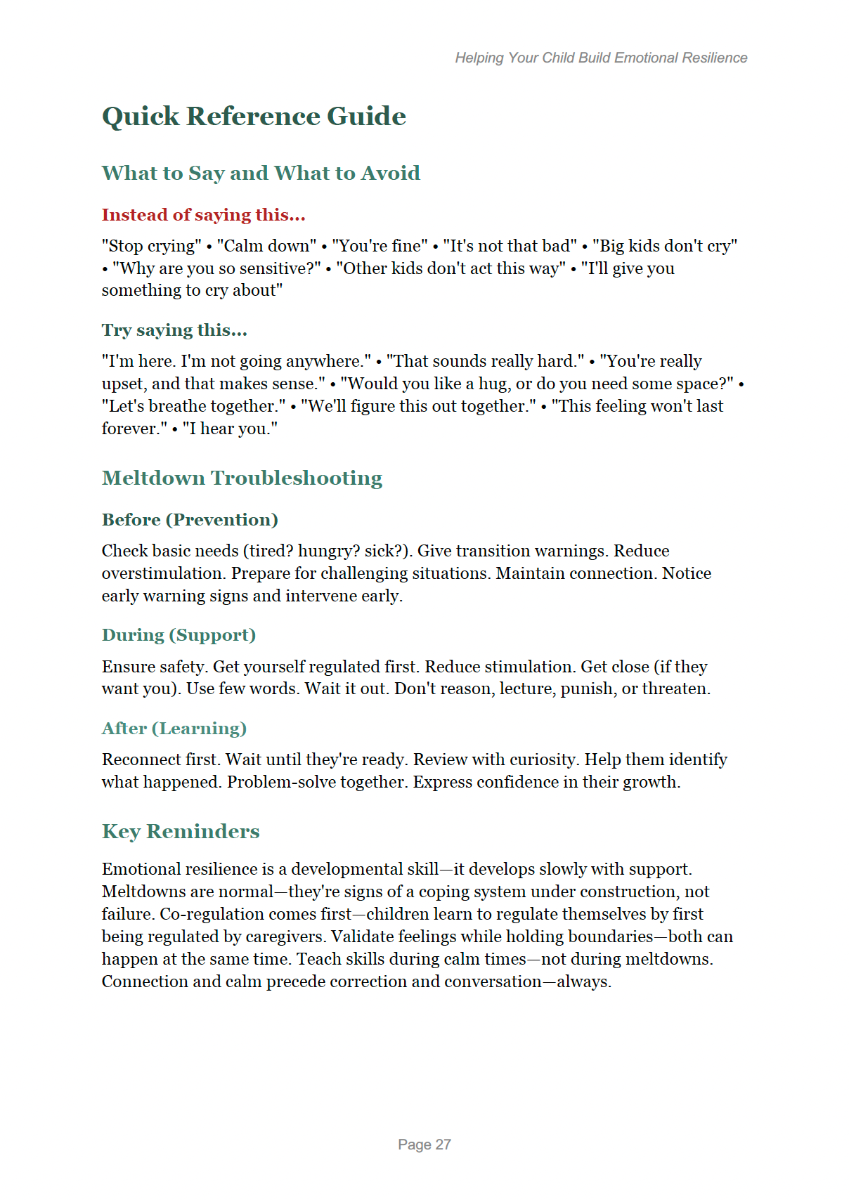 Helping Your Child Build Emotional Resilience - From Meltdowns to Coping Skills - EBOOK + AUDIOBOOK