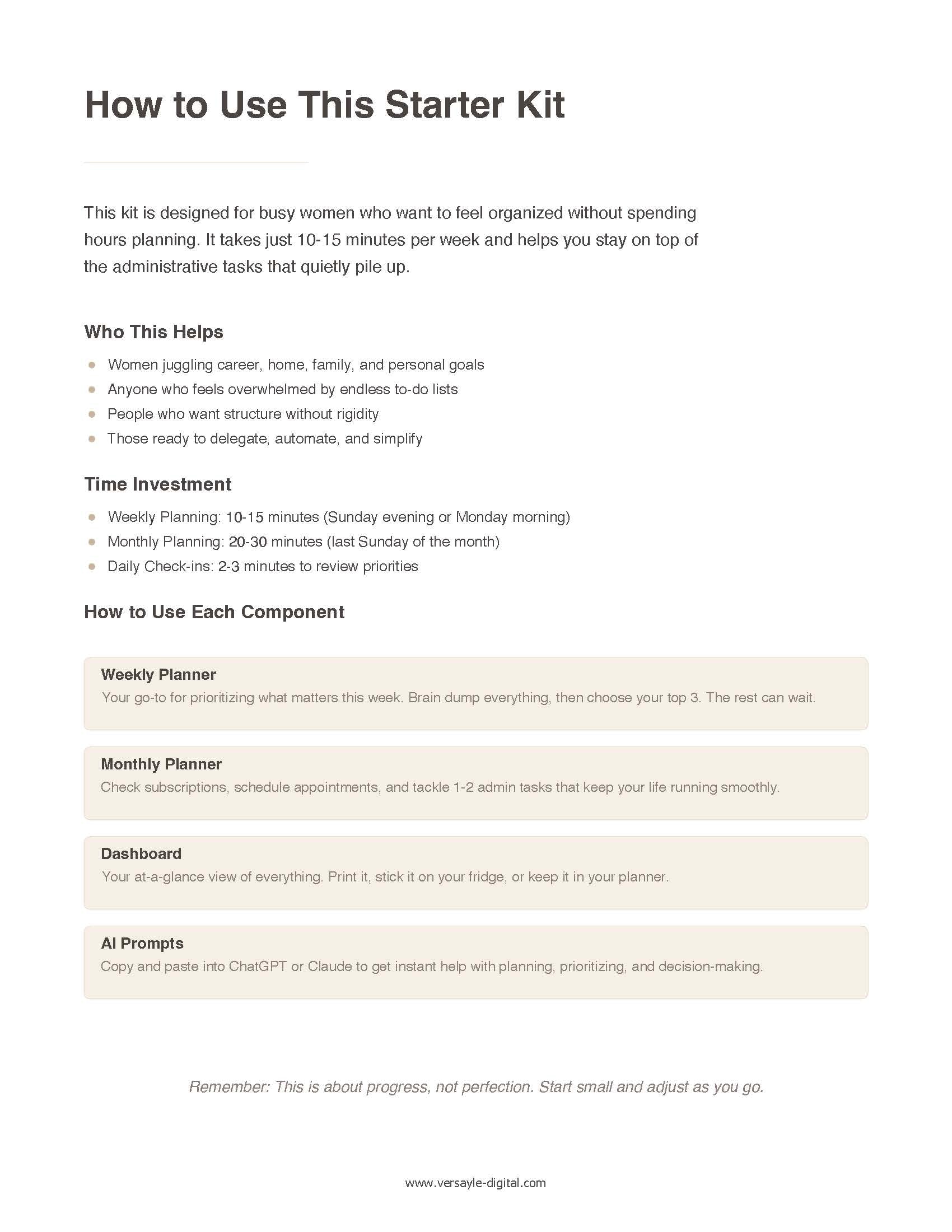 Life Admin Starter Kit • Essential Templates + Smart AI Prompts