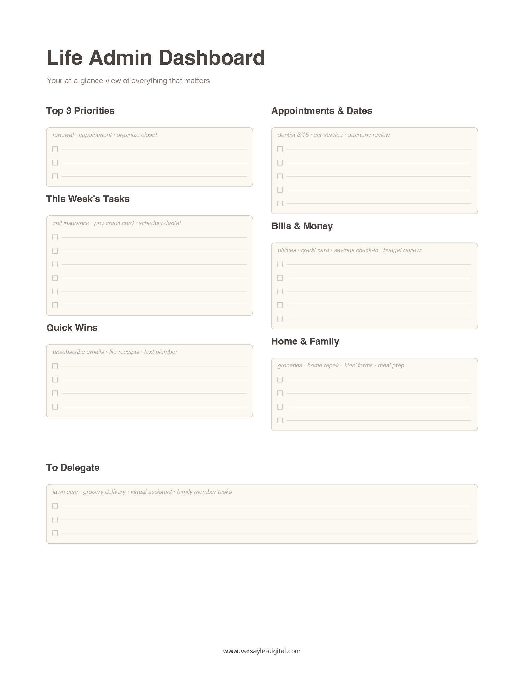 Life Admin Starter Kit • Essential Templates + Smart AI Prompts