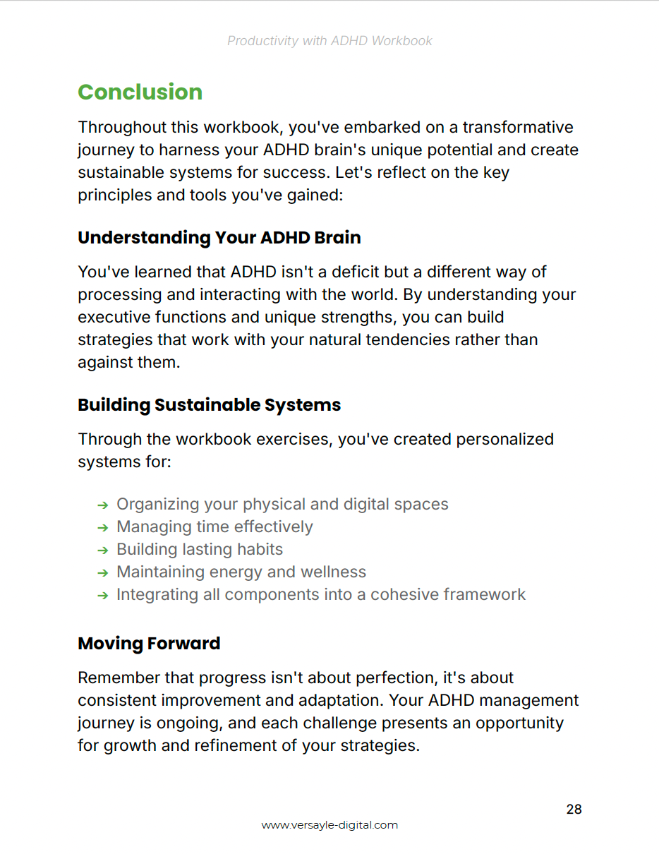 Productivity with ADHD WORKBOOK — Focus, Time Management & Support